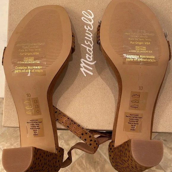 ⭐️HP⭐️NWT Madewell Animal Print Heels Sandals in Spotted Calf Hair brown size 10 - Picture 5 of 6
